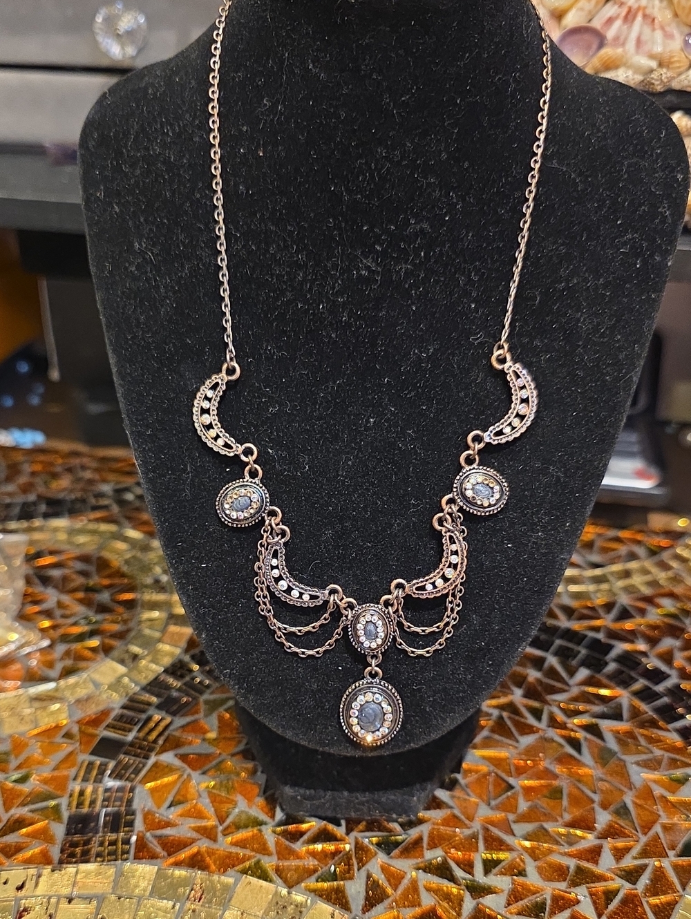 Lia Sophia Rose Gold-Tone Necklace with Blue Accents
